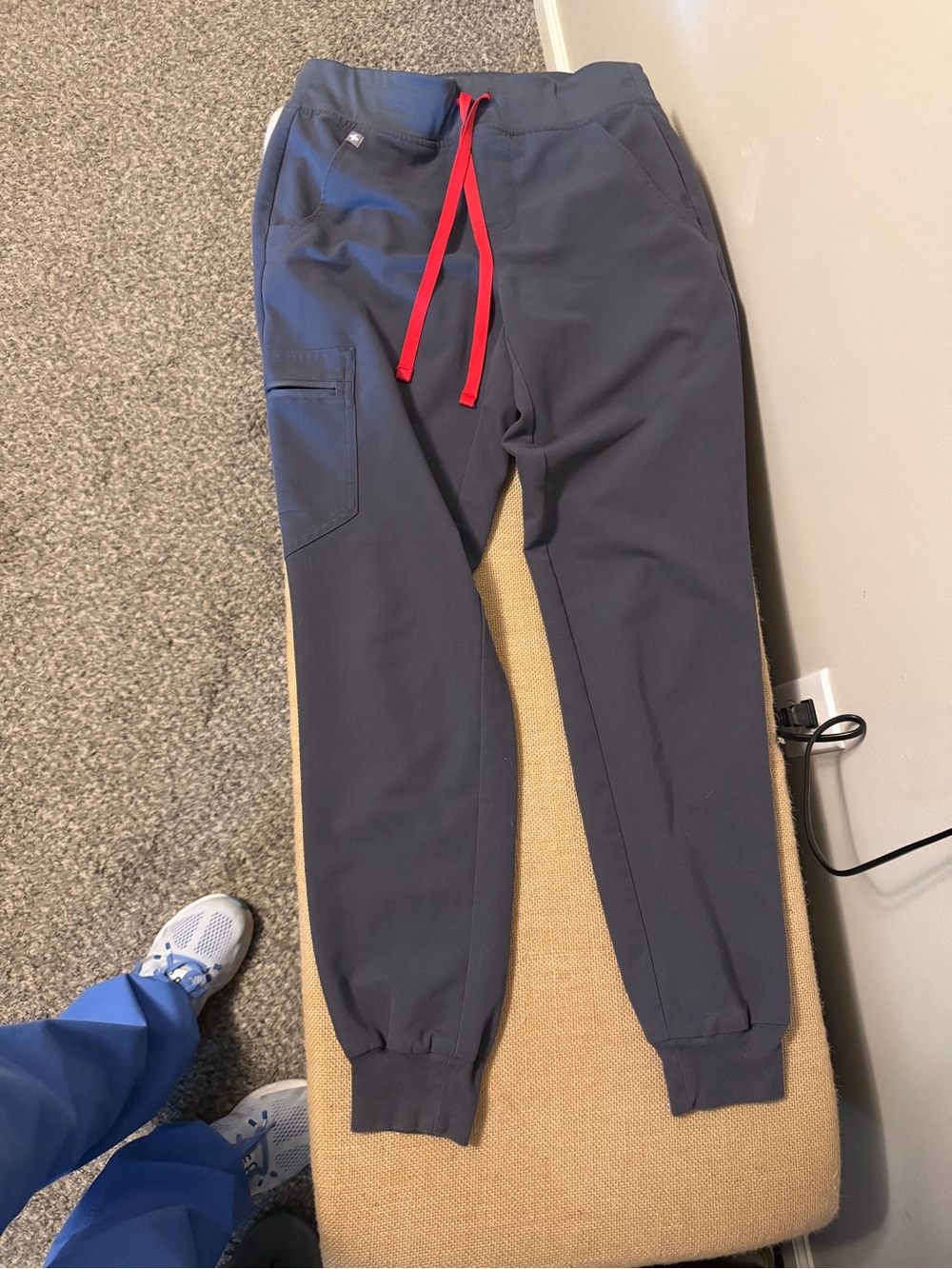 Figs Navy Joggers with Red Drawstring